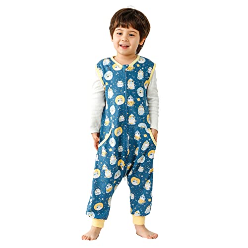 Image of WONDAY Toddler Sleep Sack with Feet, 0.5 Tog Sleeping Sacks for Walking with Legs 12-18 Months 2T 3T 4T 5T (Cat, 12-24 Months)