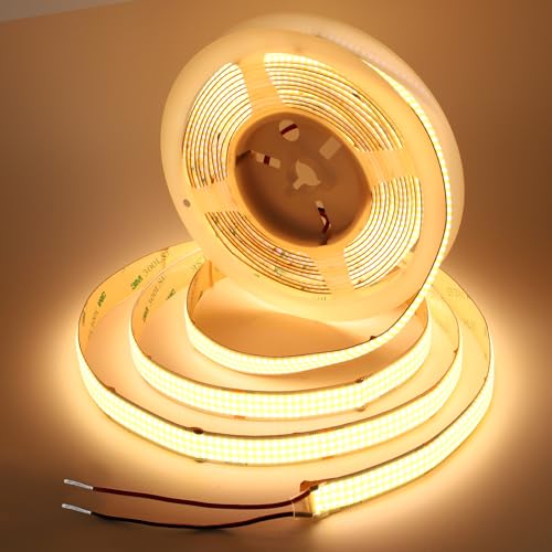 15mm COB LED Streifen 5m, 25w/m, 24V LED Band Durchgehend mit 3 Reihen 960 LEDs/m, 90lm/w, CRI 92+, LED Streifen Warmweiss für Kanal, Industrielles, Kommerzielles Dekor (ohne netzteil), 3000K