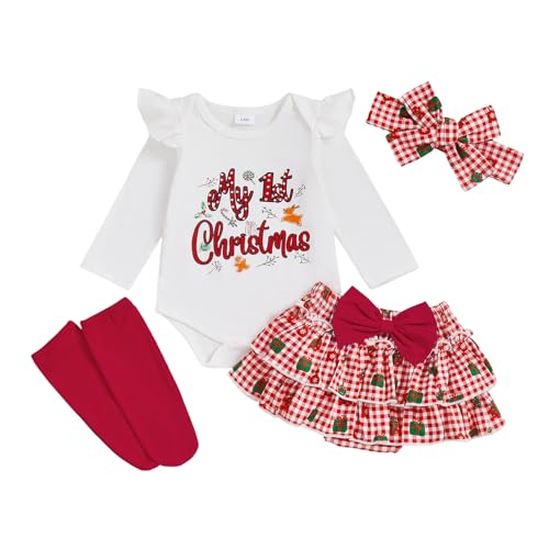 My First Thanksgiving Baby Girl Outfit Turkey Long Sleeve Romper+Skirt Shorts+Headband+Sock Fall Clothes Set