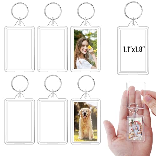 6 Pcs Photo Keychain 1.8 x 1.1 inch, Acrylic Clear...