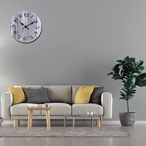 Jomparis Silent Non-Ticking Wooden Decorative Wall Clock Quartz Battery Operated Wall Clocks Vintage Rustic Country Tuscan Style Gray Wooden Home Decor Round Wall Clock (10 Inch) #TOP3