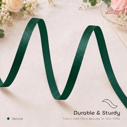 Image of Double Face Spruce Green Satin Ribbon 1 /4 inch X 50 Yards Polyester Spruce Green Ribbon for Gift Wrapping Very Suitable for Weddings Party Hair Bow Invitation Decorations and More