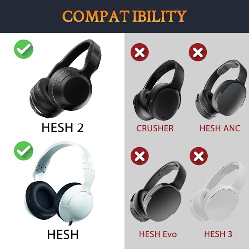 Image of SOULWIT Cooling-Gel Earpads Replacement for Skullcandy Hesh & Hesh 2 Wireless Over-Ear Headphones, Ear Pads Cushions with Noise Isolation Foam - Red Storm