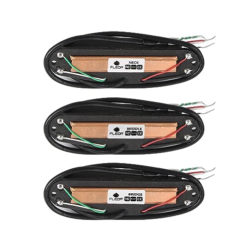 FLEOR Alnico 5 Hot Rail Humbucker Single-Coil-Sized Pickup Neck+Middle+Bridge Pickup Set, Cream, Cream N+M+B Set, 6K+9K+12K - Image 3
