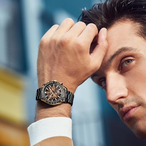 BENYAR herrenuhr Braun Leder Strap Chronograph Quarz Uhr Männer Datum Kalender Wasserdicht Armbanduhr Herren Sport mit Blau/Schwarz Zifferblatt Elegantes Geschenk – Bild 3