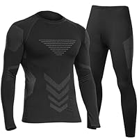 UNIQUEBELLA Mens Thermal Underwear Set Long Sleeve Tops Long Johns Thermal Base Layer Bottom Fleece Lined Quick Drying