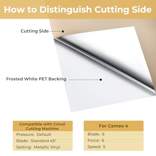 Image of HTVRONT Matte Champagne Gold Metallic Vinyl - 12 inch x 15FT Champagne Gold Permanent Adhesive Vinyl for All Cutting Machine - Easy to Cut & Weed