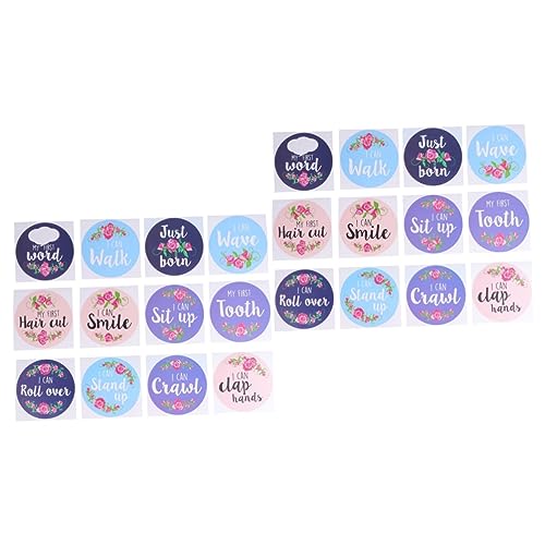 2 Set Adesivi Mensili Per Neonati Per Carte Abilità Per Bambini Targhe Decorative Biglietti Di Congratulazioni Per 12 Pezzi x 2