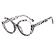 kachawoo Halb randlose Vintage Mode Gläser Rahmen Cat Eye Große rahmenlose blaue Licht Eyewears Elegante Brillen für Frauen 2023 (leoaprd with clear)