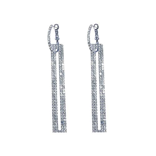 Preisvergleich Produktbild osmanthusFrag Ziemlich Hohlen Rechteck Lange Geometrische Baumeln Strass Eingelegte Ohrringe Schmuck Geschenk Damenmode Silber