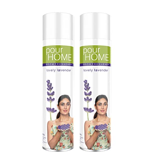 Image of POUR HOME Lovely Lavender Room Air Freshener Spray - 220ML Each (Pack of 2) Long-Lasting Fragrance - Reduces Odours - Suitable for Home & Office