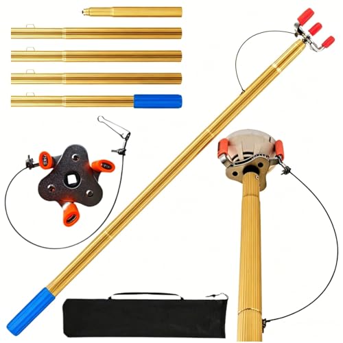 9.25FT Smoke Detector Removal Tool with Anti-Fall Wire Rope, Suitable for Smoke Transducer of Different Sizes, Smoke Detector Changer Tool for Convenient Installation Direct Replacement (Gold)