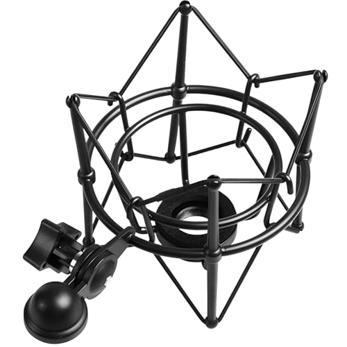 Heavy-Duty Metal Spider Shock Mount For Microphones, Anti-Vibration Suspension System, Compatible With Neumann U87 & Lewitt 240, Studio Mic Holder With 46 Mm Base, Black