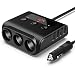 Produktbild CHGeek Auto Zigarettenanzünder, 100W 12V/24V KFZ Ladegerät 3 Steckdose Mehrfach Verteiler Splitter,LED Voltmeter Anzeige,10A Sicherung mit 4 USB Ports für iPhone, Samsung, Android GPS und Mehr.