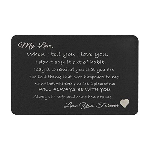Love You Forever Personalized Custom Engraved Men Mini Wallet Insert Message Note Card