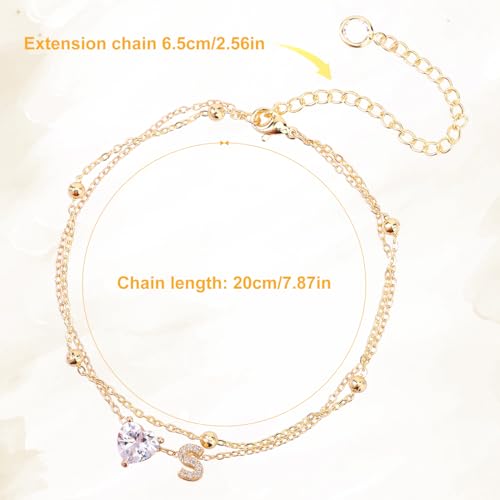 Mikovivi Ankle Bracelet for Women, Adjustable Letter Heart Design Waterproof Gold Initial Anklet Perfect Summer Beach Jewelry Alphabet Foot Chain Decorations and Gifts - Image 3