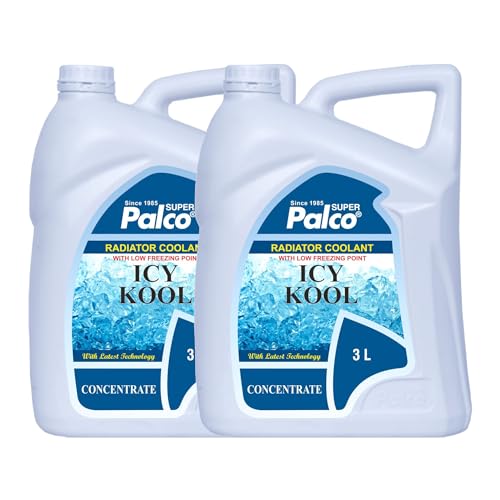 Image of PALCO Icy Kool Radiator Coolant for Car 3 Litre (Pack of 2), Advanced Low Freezing Point Antifreeze Green Concentrate Coolant for Engine