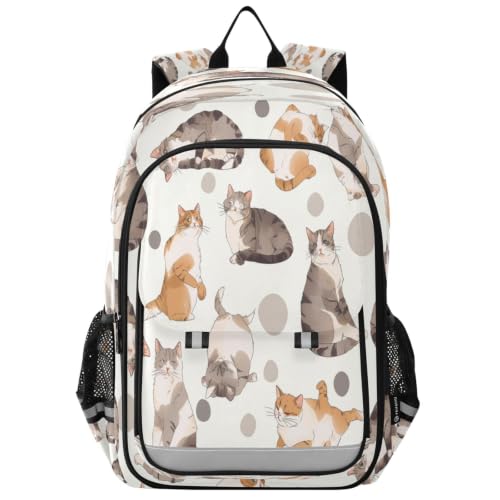Sac à dos scolaire chats mignons doodle pour enfants et ados