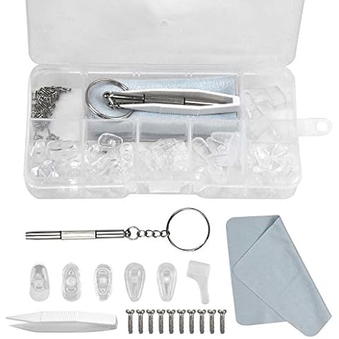 Nasenpads 25 Paare Brillen Nasenpads Silikon, Weiche, PVC Rutschfeste Luftkammer Nasenpads Brillenreparaturset für Gläser Sonnenbrille Brille mit Reinigungstuch Pinzette and Micro Schraubendreher Cover