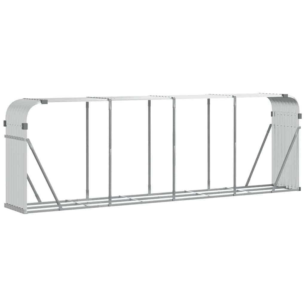 Vidaxl Log Holder Firewood Rack Log Stand Wood Storage Galvanised Steel Silver