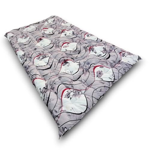 Image of Deevine Craft Soft Cotton Foldable Mattress - Lightweight, Firm Single Gadda | 3D Design Print, 72x36 Inches (3x6 ft) | Portable for Picnic, 1 Sleeping Capacity (Purple White Mattress)