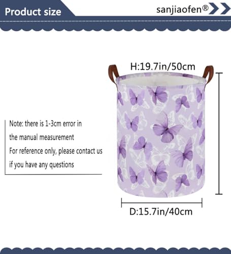 Image of Kids Laundry Hamper,Butterfly Laundry Basket Collapsible Girls Storage Baskets for Home Decor,Office,Toy Organizer,(Purple Butterfly