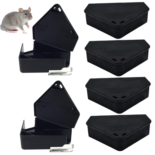 Station d'appât pour souris et rongeurs en PP, lot de 6 boîtes triangulaires avec 2 clés pour maison