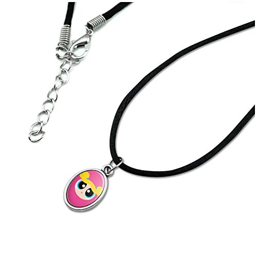 GRAPHICS & MORE Powerpuff Girls Bubbles Head Antiqued Oval Charm Pendant with Black Satin Cord2