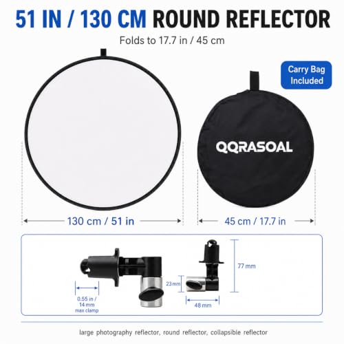 Image of Large 5 in 1 Reflector Photography, 51in /130cm Photo Reflector with Clip
