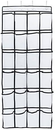 AOTUNO Over The Door Shoe Organizer Hanging Shoe Rack Closet Door Shoe Holder for Large Shoes Storage with 24 Large Mesh Pockets,(White)