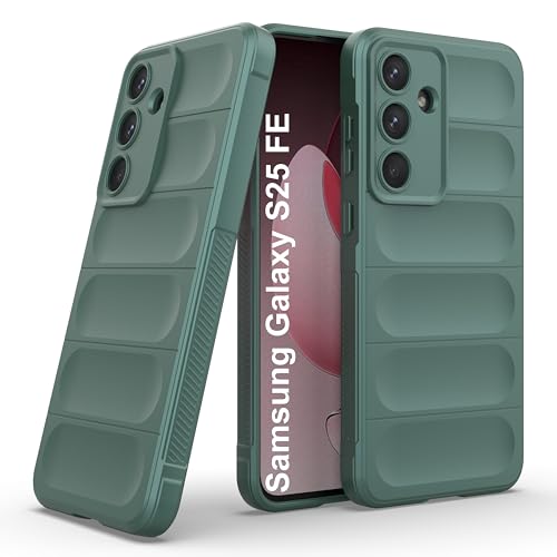 Image of Zapcase Back Case Cover for Samsung Galaxy S25 FE | Compatible for Samsung Galaxy S25 FE Back Cover | Liquid Silicon Magic Case with Camera Protection | Dark Green