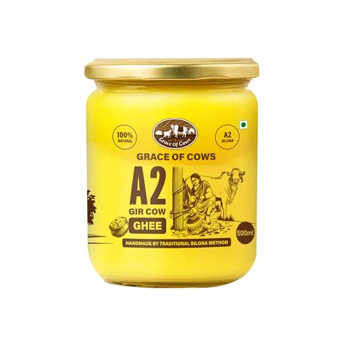 Image of Grace of Cows A2 Gir Cow Ghee 500ml - 100% Pure & Natural Desi Ghee Made Using Traditional Bilona Method - For Cooking, Digestion & Daily Wellness