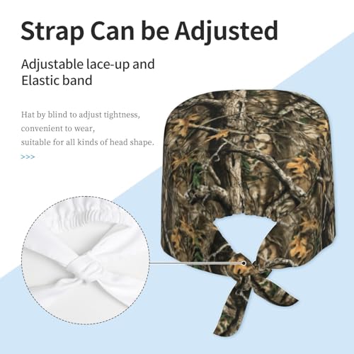 Image of Working Cap Scrub Cap with Sweatband Adjustable Unisex Tie Back Hat for Cleaning Farm Nursing