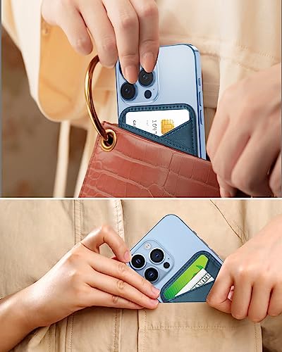 Image of Miroddi for MagSafe Wallet, Strongest Magnetic Card Holder for iPhone 17 /16 /15 /14 /13 /12 Series, Ultra-Thin Leather Magnetic Phone Wallet with 2 Card Slots, RFID Blocking, No More Falling, Blue