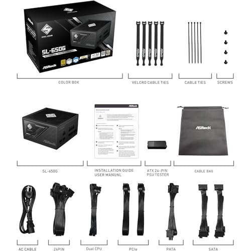 Image of ASRock Steel Legend 650W Power Supply ATX 3.1 PCle iCOOL Full Modular 10 Years Warranty 135 mm FDB Fan SL-650G 80 Plus Gold Cybenetics Platinum Japanese Capacitor 5V Boost
