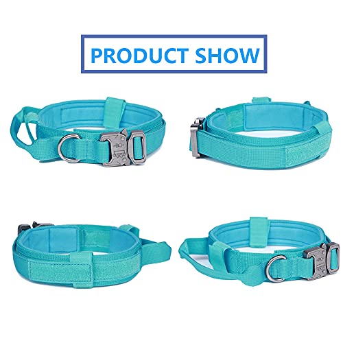 Image of Tactical Dog Collar and Leash Set Adjustable Military Nylon Dog Collar with Control Handle and Heavy Duty Metal Buckle for Large Dogs(Blue S