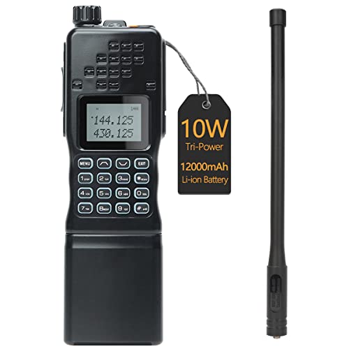 AR-152 10W Ham Radio Handheld Portable Tactical Professional Long Range Two Way Radio with 12000mAh Battery Full Kits Black
