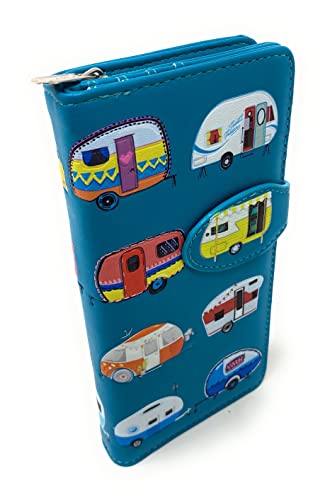 Shag Wear Happy Campers Large Wallet For Women Blue 7
