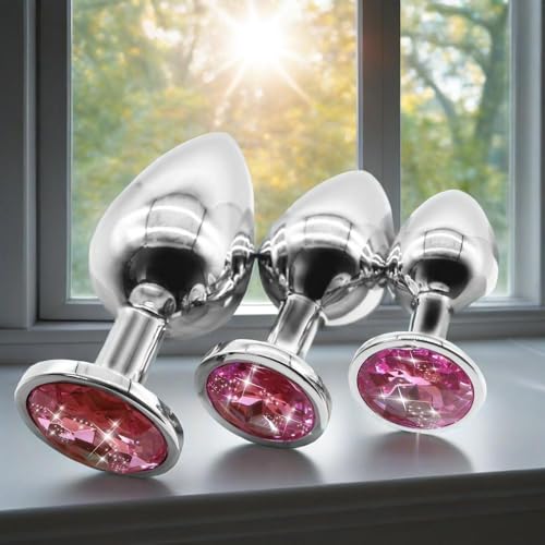 Genérico F1h-Juegos de Plug Anal Diamantes Sólidos Convenientes de 3 Tamaños Plug Anals Kits (Pink) Para Juegos Divertidos Apto para Principiantes Femeninos, Masculinos o Homosexuales y Parejas.