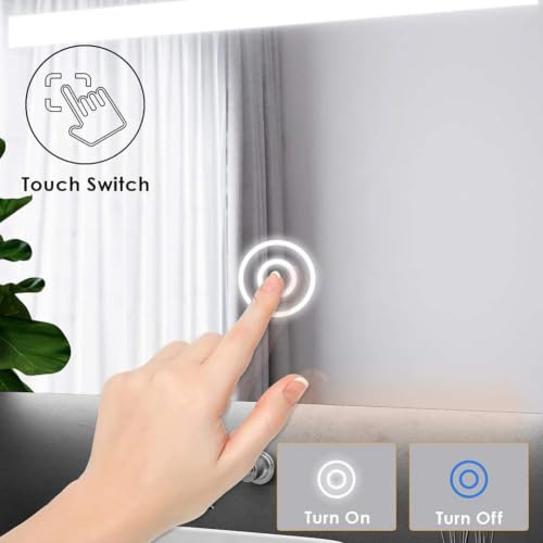Image of Alfa Design LED Bathroom Mirror with Light, Frontlite Mirror for Bathroom, Frameless LED Smart Vanity Mirror with 3 Color Lights,Smart Touch Button, Shatter-Proof Frontlite & Backlite (28x18 inch)