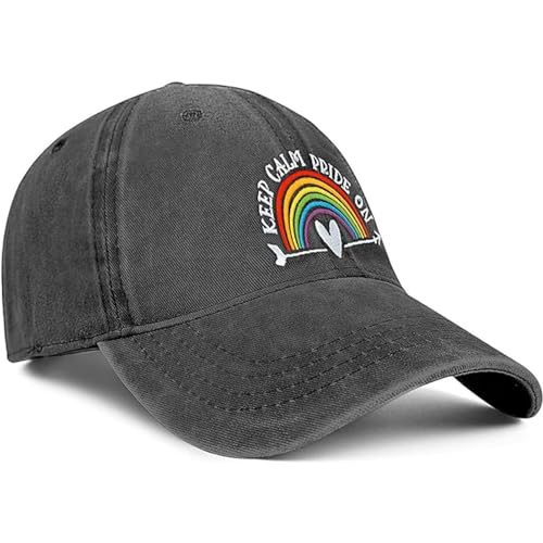 Image of Gay Pride Baseball Hat for Men and Women, LGBT Rainbow Embroidered Trucker Hats Adjustable Washable LGBTQ Baseball Cap Gifts