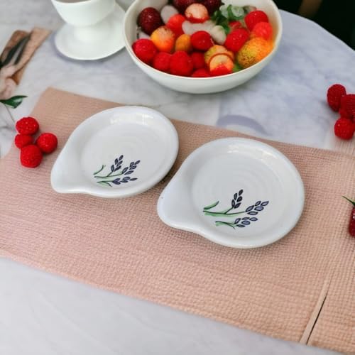 Image of Malaikah Ceramic Spoon Rest Leaf Pack of 2 for Home, Kitchen, Dining, Kitchen Decor & Gifting