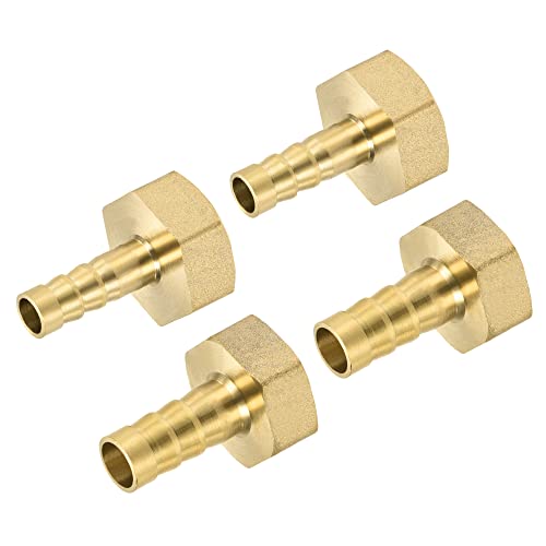 QUARKZMAN Latón Manguera Púa Conector G1/2 Hembra Rosca 8mm 10mm Púa Recto Tubo Conector Paquete de 4