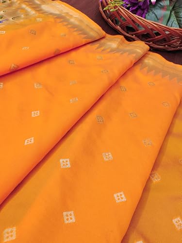Image of DEVANGI Women's Woven Paithani Banarasi Silk Dupatta /Chunni For Women, Floral Print 1 Meter Wide and 2.3 Meter Length Printed Designer Dupatta /Chunni For Girls