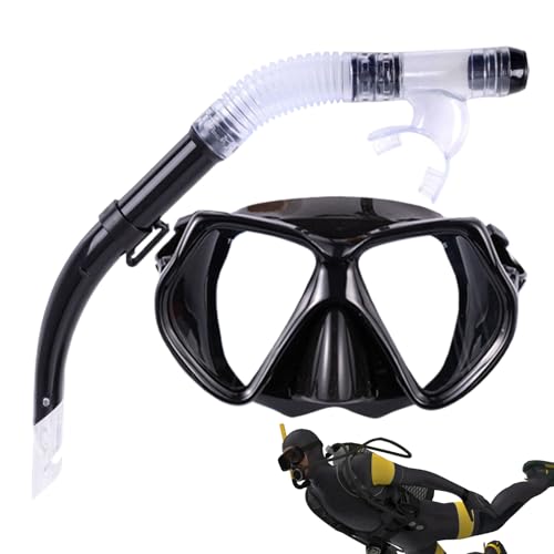 Máscara de buceo y esnórquel – Juego de gafas de buceo para adultos, antifugas y antivaho, visión panorámica, lente de vidrio templado para natación