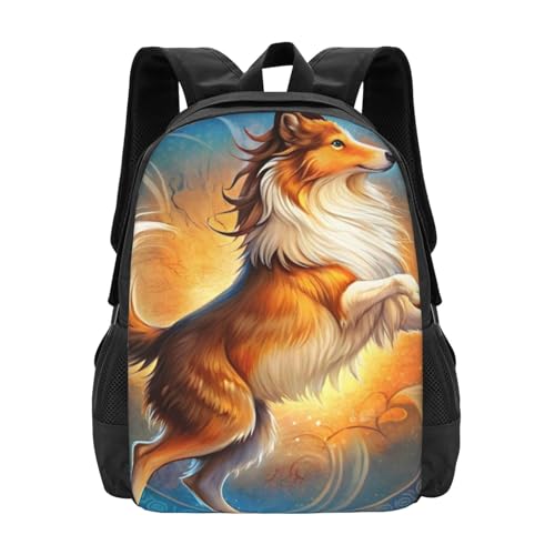 Commuter Unisex Dog Zodiac Sign Backpack Spacious Compartments for Work Essentials Casual Outings & Trips 17 Inch