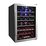 Hamilton Beach HBWF4303, 43-Bottle Wine Cooler Fridge Cellar with Curved Wire Shelves, Digital Control, Mirror Finish