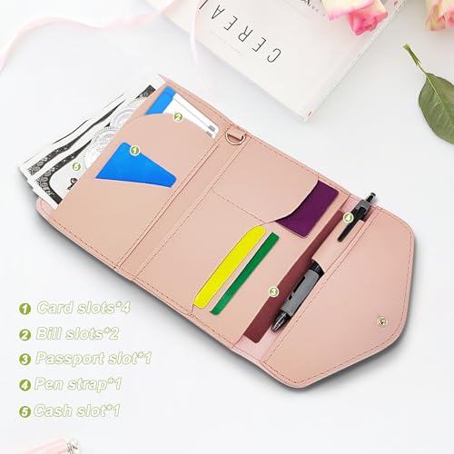 Women Wallet, Simple Leather Passport Holder Multi-Compartment Passport Wallet with Snap Button Long Men Wallet for Cards Passport Coin (Black)4