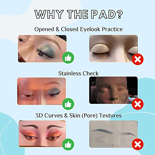 Fortive Makeup Practice Face Board 5D Realistic Pad for Makeup Artist Board Makeup Practice, Eyeshadow Eyeliner Eyebrow Lash mapping Realistic Face Skin Eye Make up Practice - Image 6