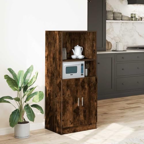 KTHLBRH Armario de Cocina con Gabinete Inferior y Estantes Abiertos para Almacenamiento de Utensilios de Cocina, Tazones, Platos y Ollas, Material de Madera de Ingeniería Resistente